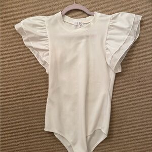 TCEC White Ruffle Sleeve Bodysuit